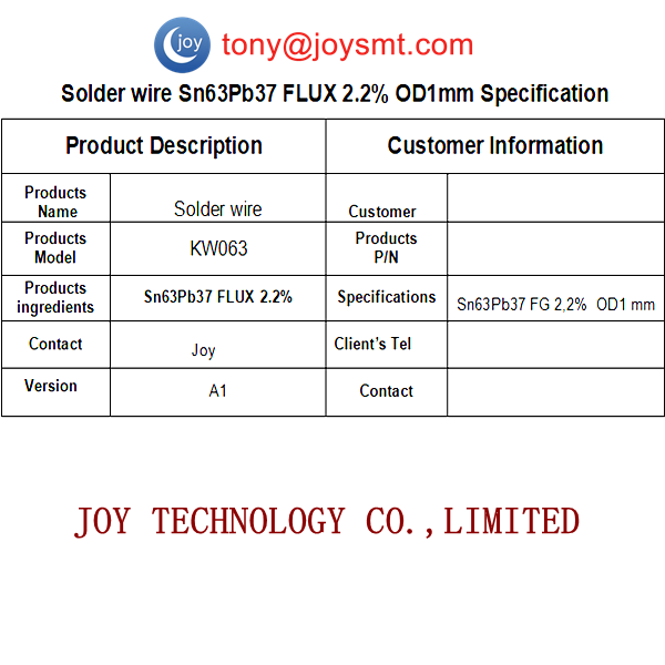 Solder Wire Sn63 Flux 2.2% Specification Product introduction