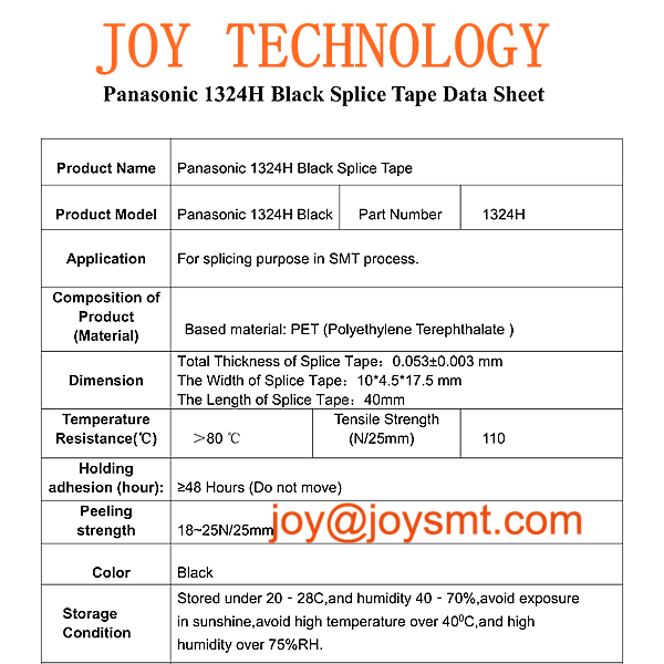 Panasonic 24mm Splice Tapes 1324 1324H Parameter